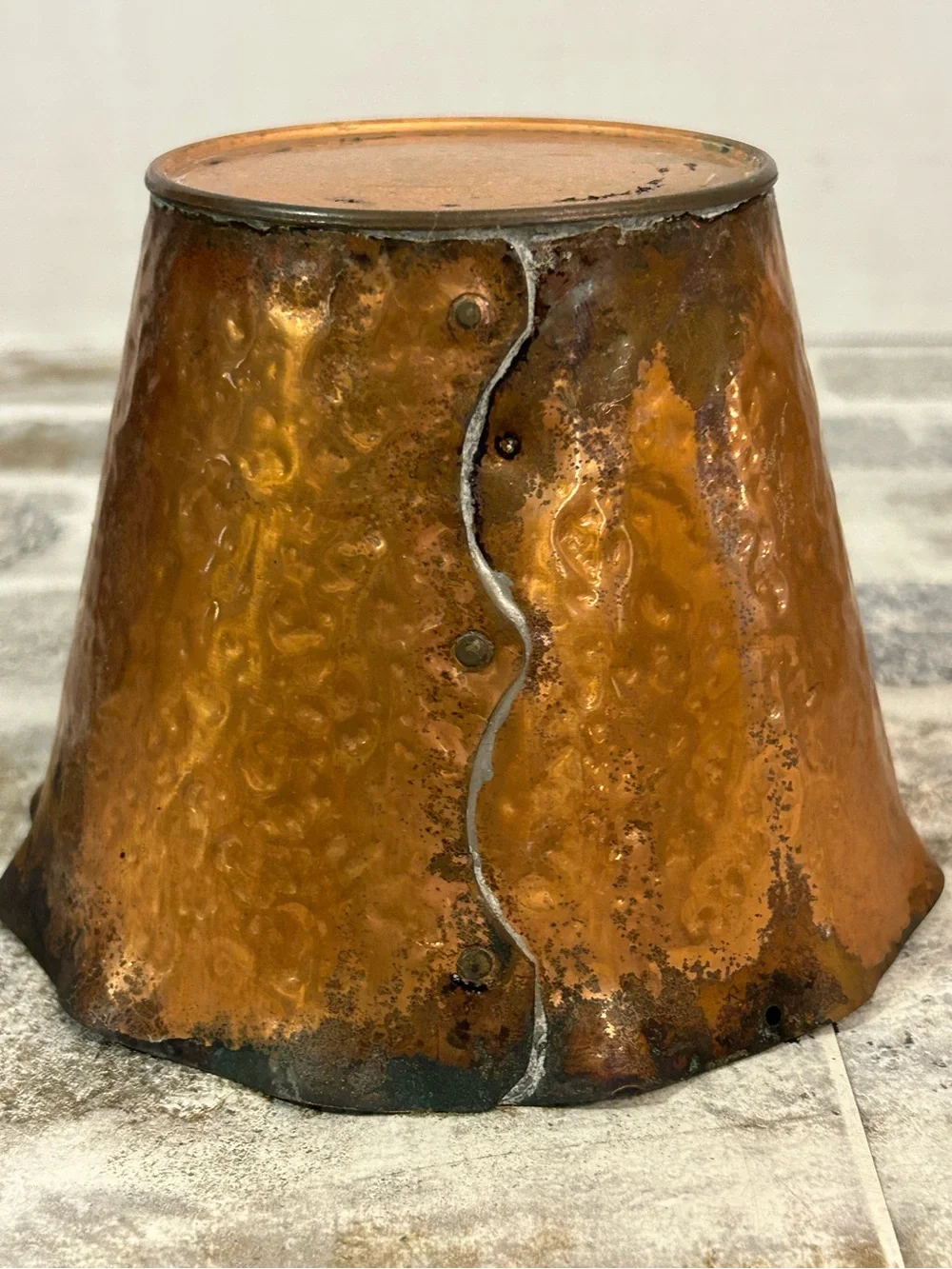 Decorative Solid Copper Pot Planter Scalloped Edge 4 2/16” High